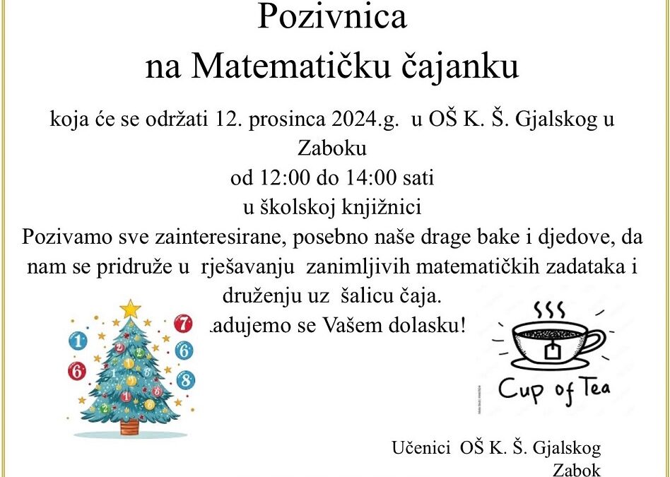 DOĐITE NA MATEMATIČKU ČAJANKU