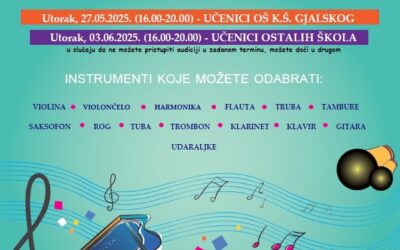 AUDICIJA ZA UPIS UČENIKA U PRVI RAZRED GLAZBENE ŠKOLE